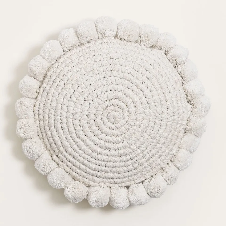 Sklum Yilda cuscino rotondo Ø30 cm cotone con pon pon