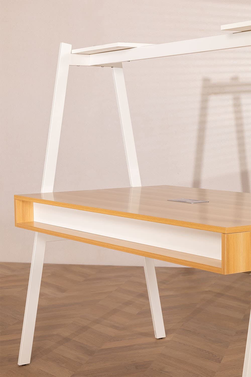 Sklum Bhan Scrivania Bianco 144 cm in Acciaio