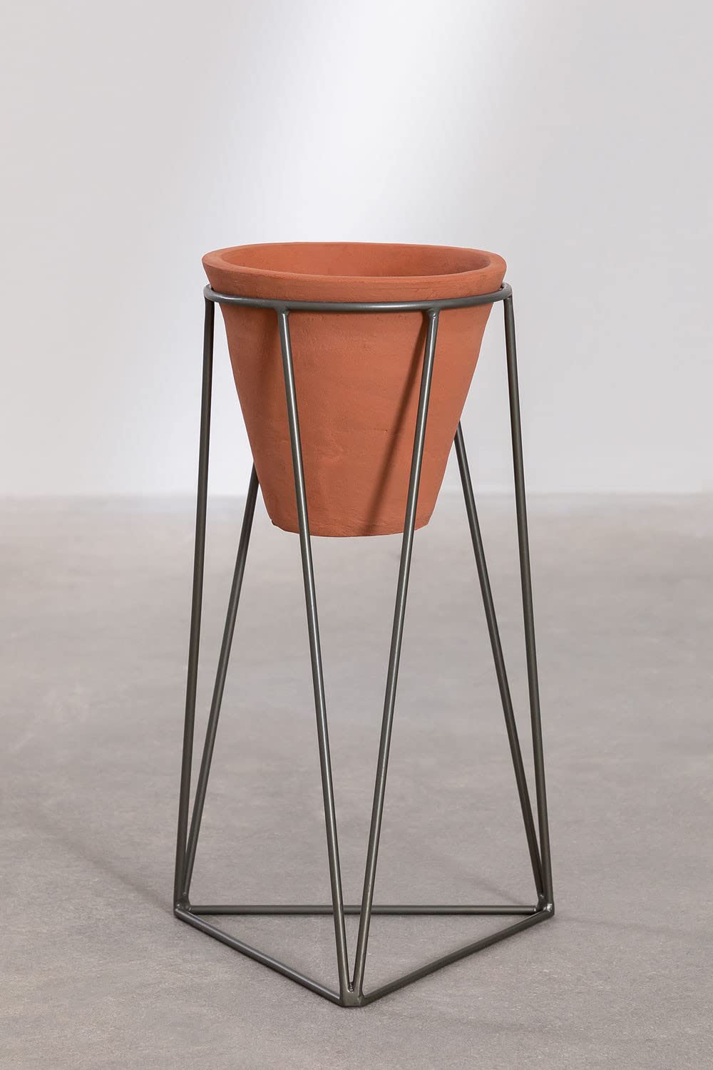 Sklum Jahr Vaso in Ceramica 40 cm con Base Acciaio