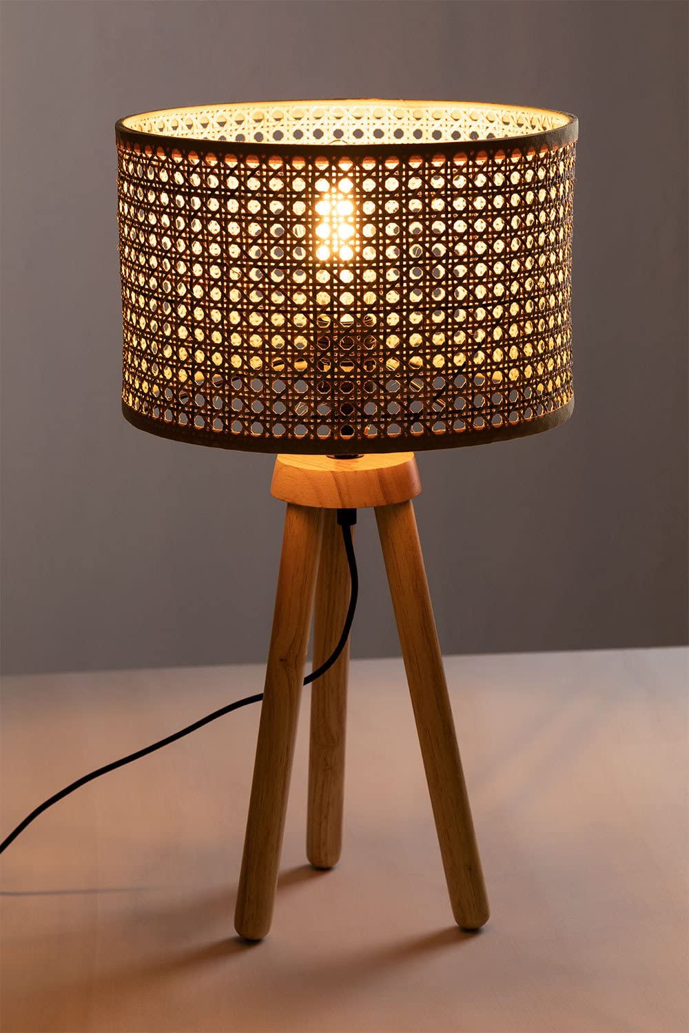 Sklum Serri lampada da tavolo rattan marrone naturale E27