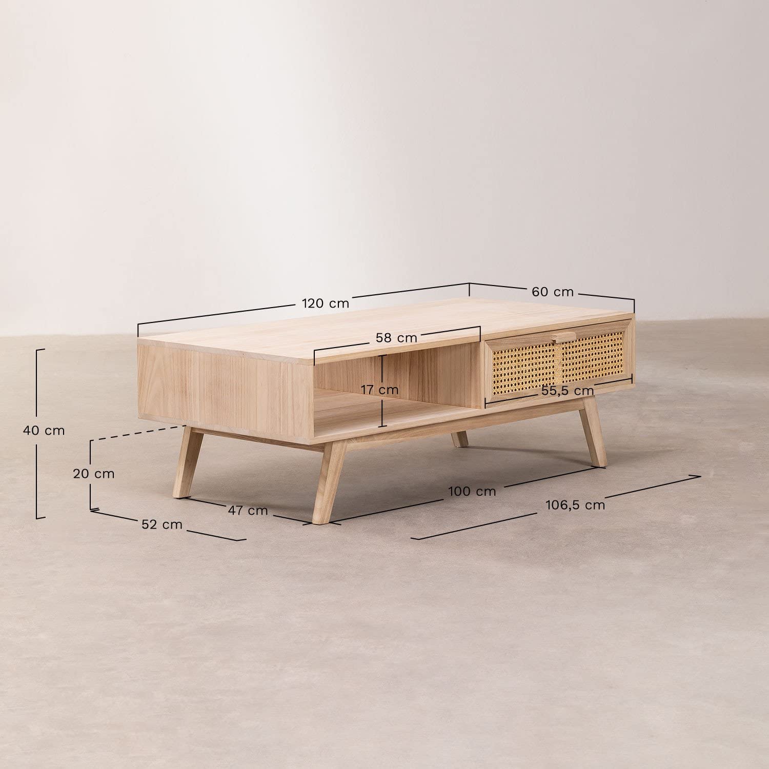 Sklum Ralik Design Tavolino Caffè Legno 120 cm Rattan