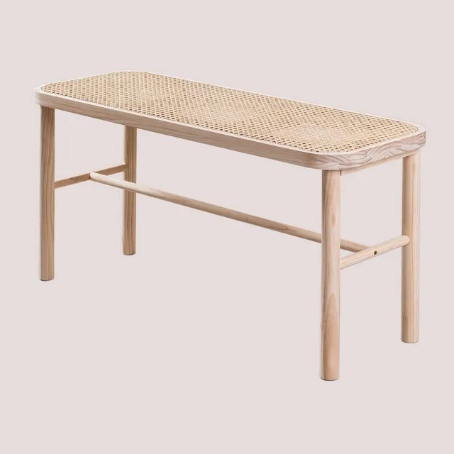 Sklum Riolut Panca in Rattan e Legno 89,5 cm