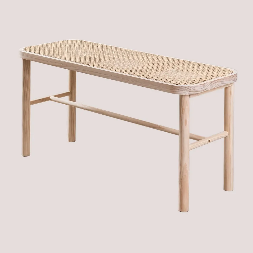 Sklum Riolut Panca in Rattan e Legno 89,5 cm