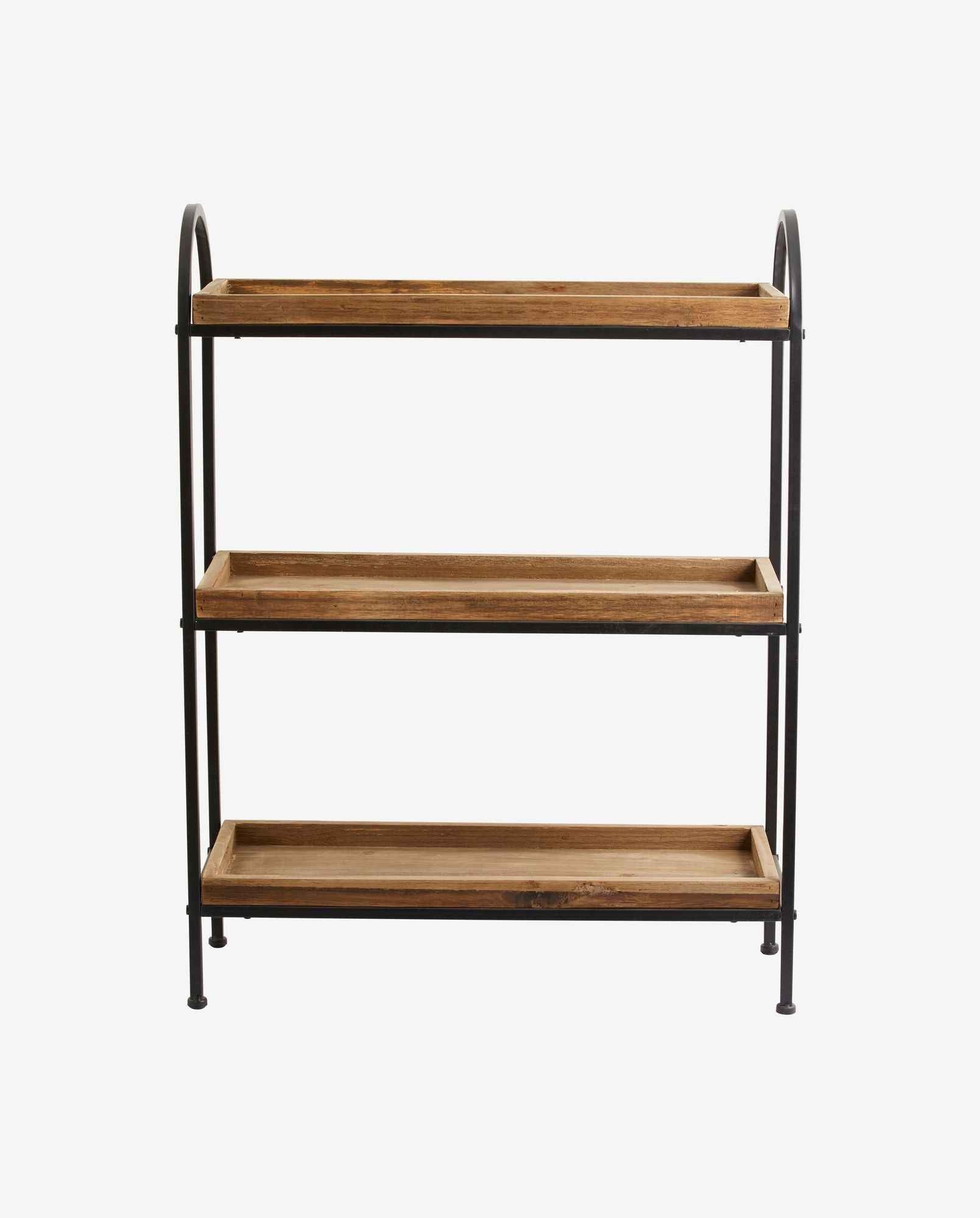 Bambua Patna scaffale legno 3 ripiani ferro nero