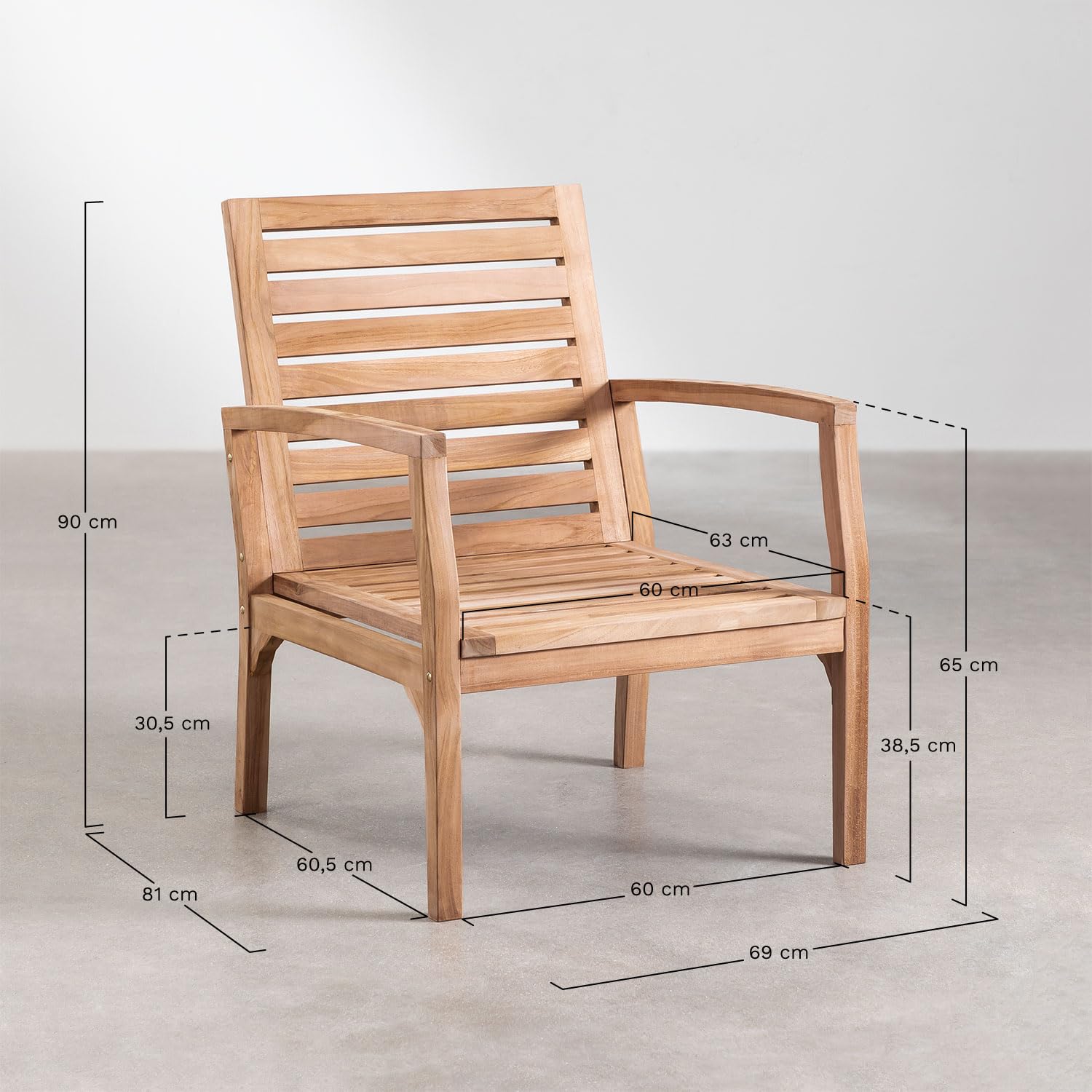 Sklum Adira Poltrona da Giardino in Teak con Braccioli