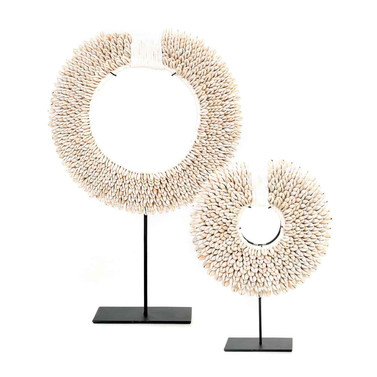 Bambua Papua Shell Disc on Stand decorazione bianca S