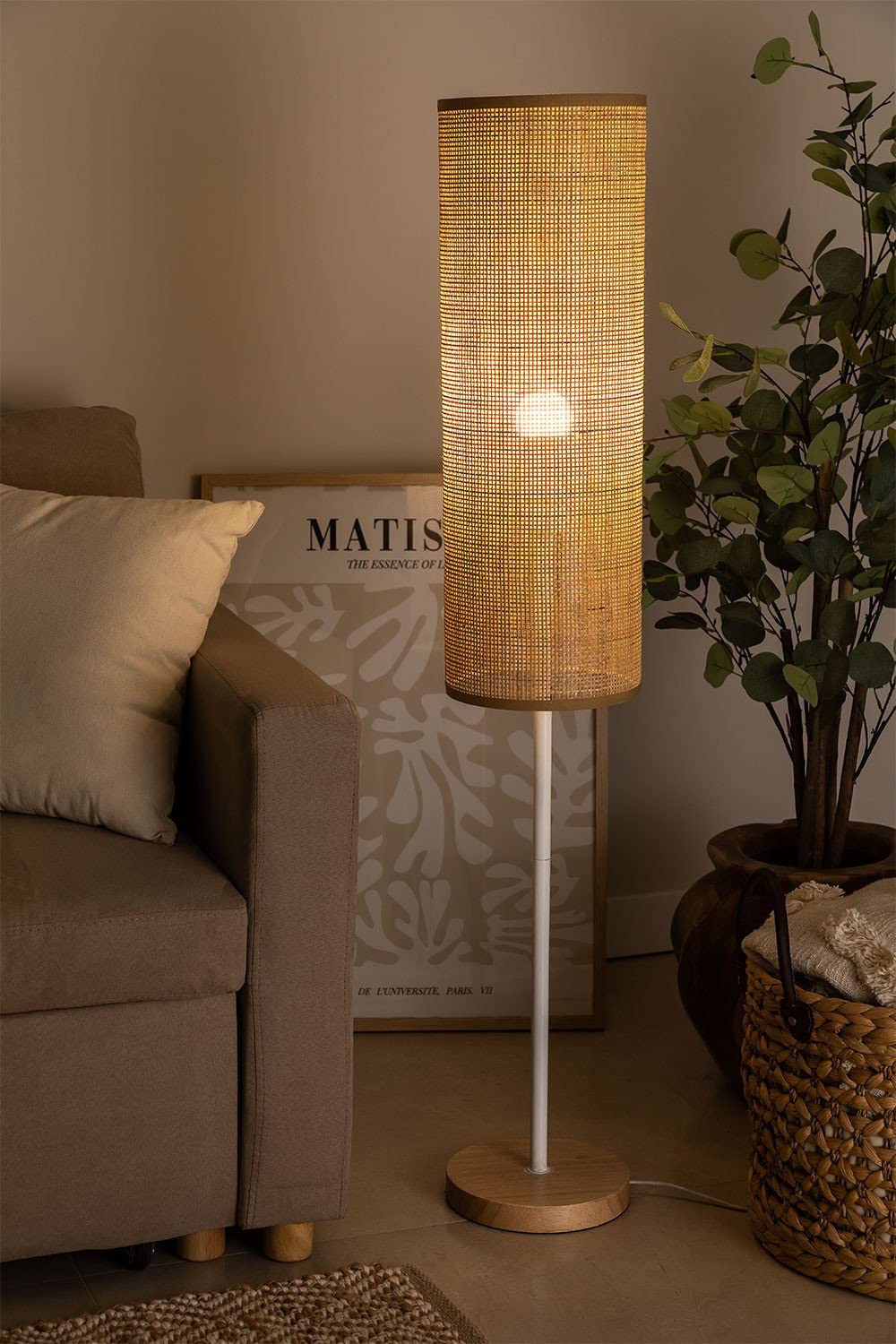 Sklum Ytse Large lampada da terra rattan naturale