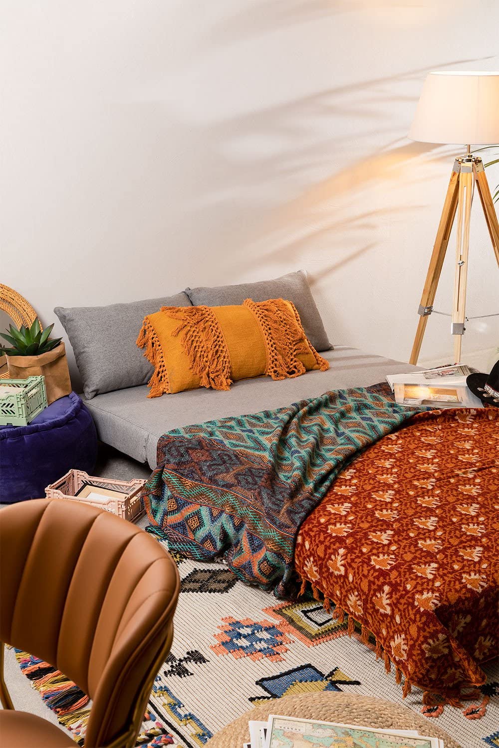 Sklum Elen Essentials Divano Letto 2 Posti in Tessuto con Cuscini