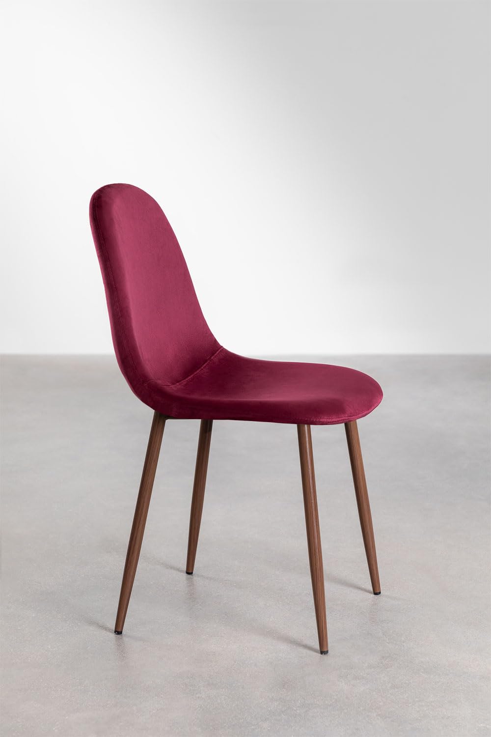 Sklum Glamm sedia velluto rosso bordeaux legno scuro