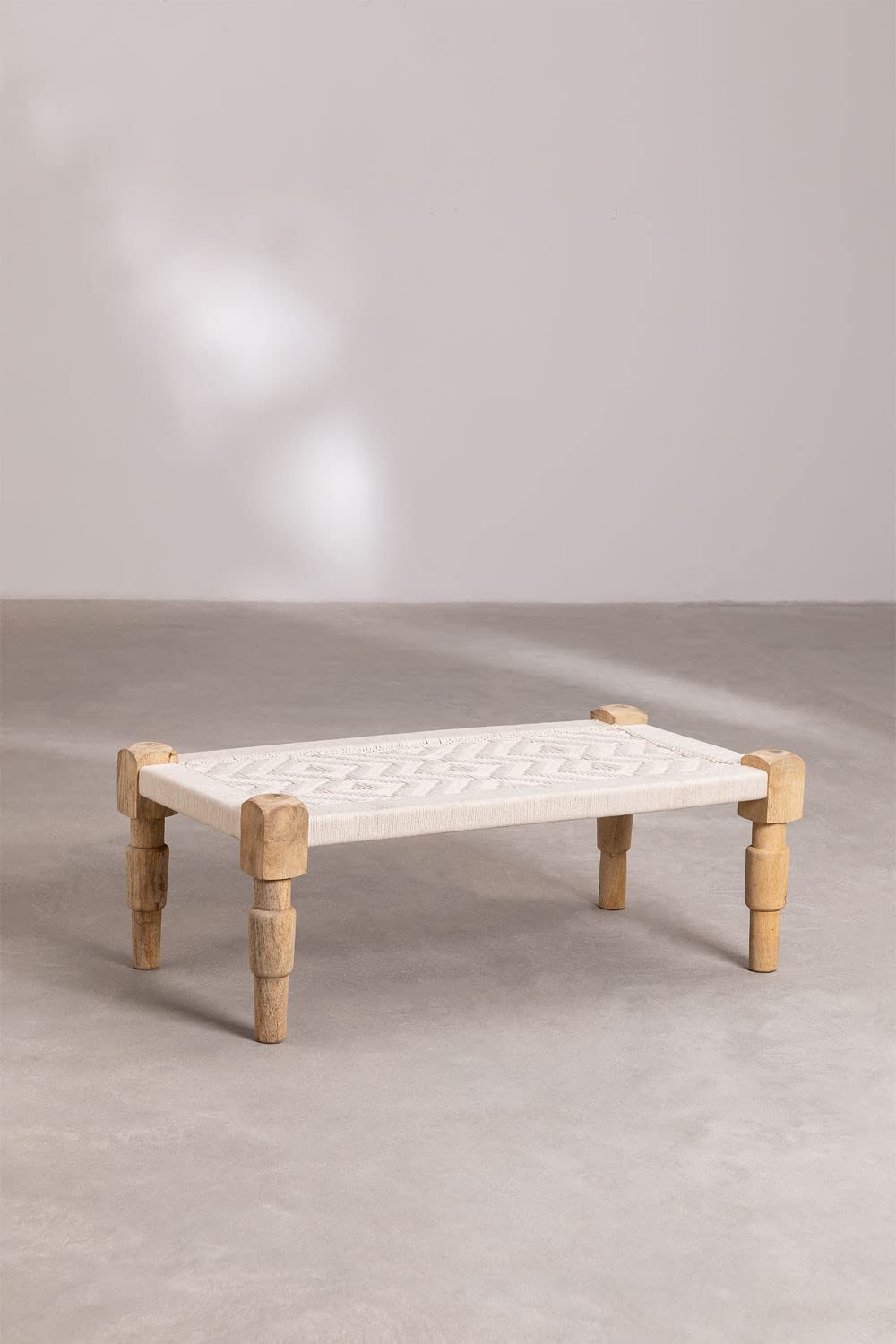 Sklum Kiron 100 cm tavolino macramè legno mango
