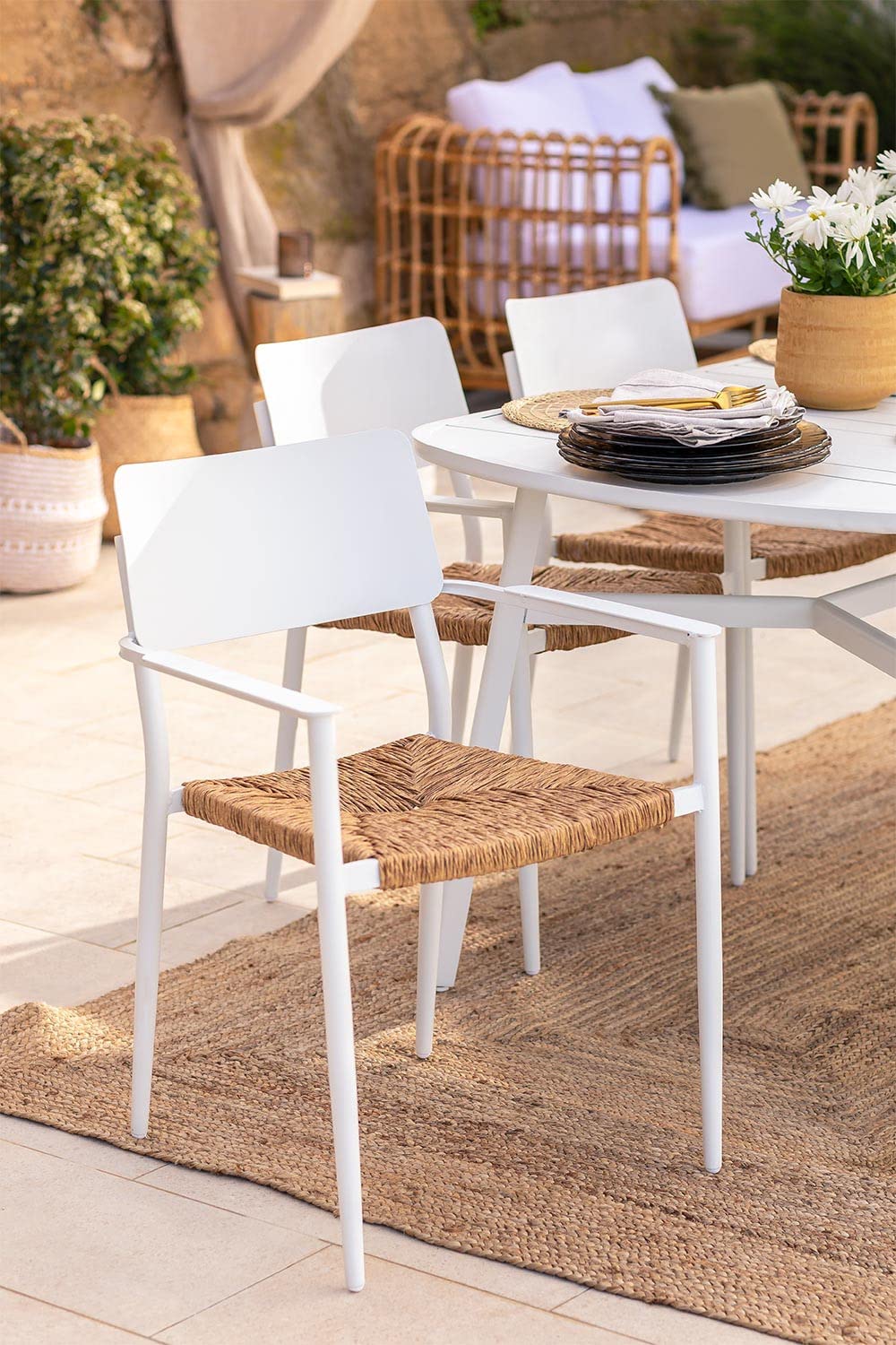 Sklum Amadeu Set 2 Sedie da Giardino Impilabili Alluminio