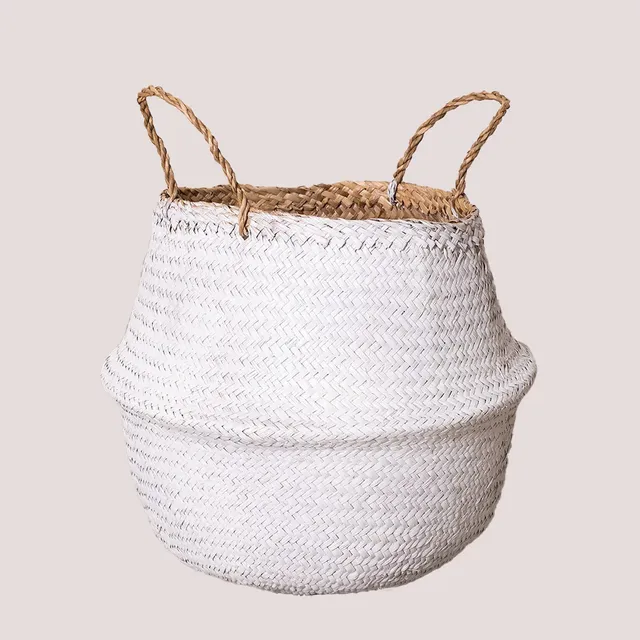 Sklum Kahs Taj Ø40x38 cm Cesta Bianco in Giunco