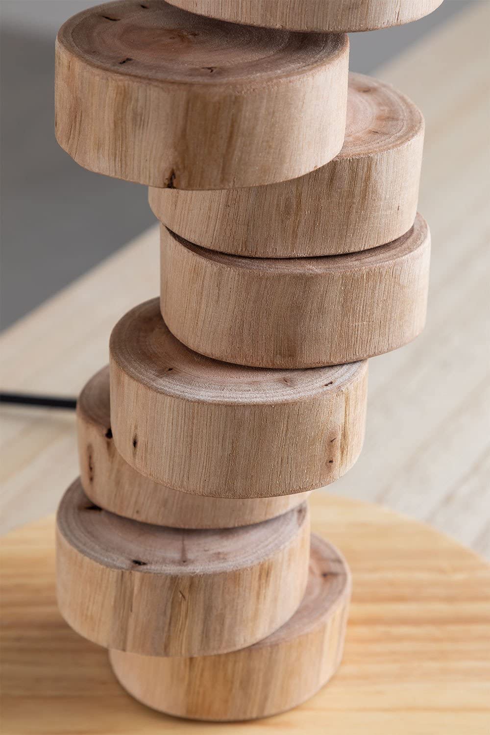 Sklum Olga lampada da tavolo lino legno naturale 58
