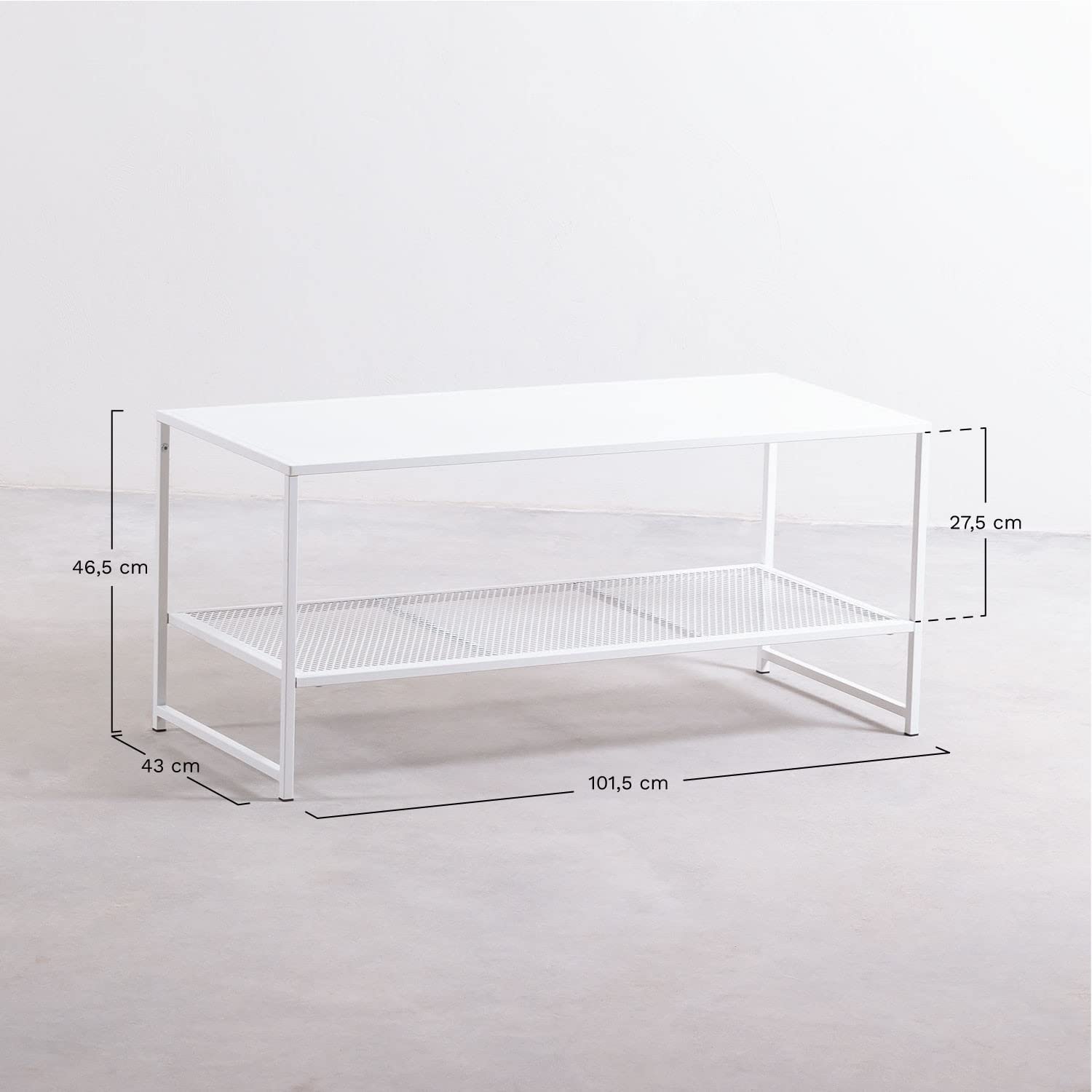 Sklum Thura tavolino rettangolare bianco in acciaio 102 cm