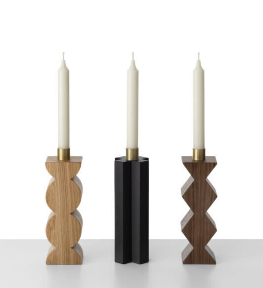 Colé Constantin set portacandele legno ottone