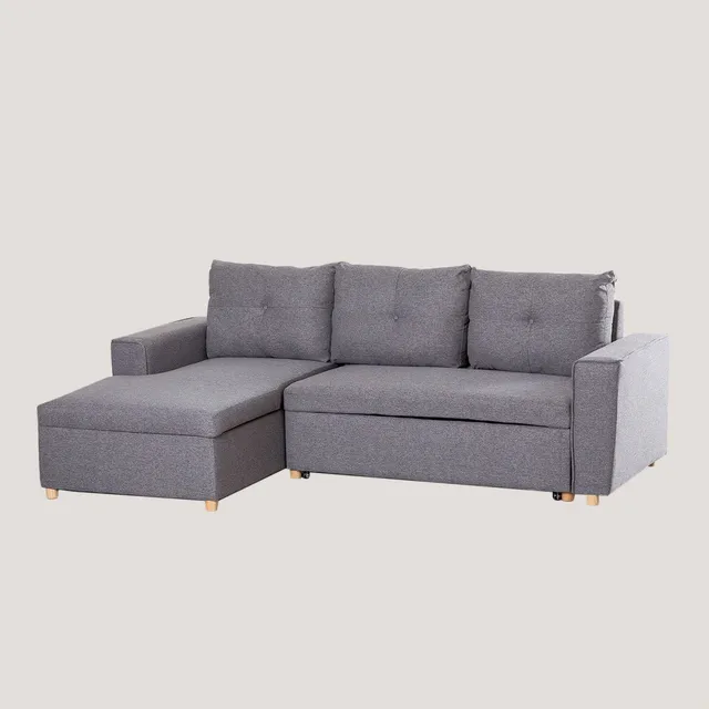 Sklum Calvin Divano Letto Chaise Longue 3 Posti Grigio Scuro