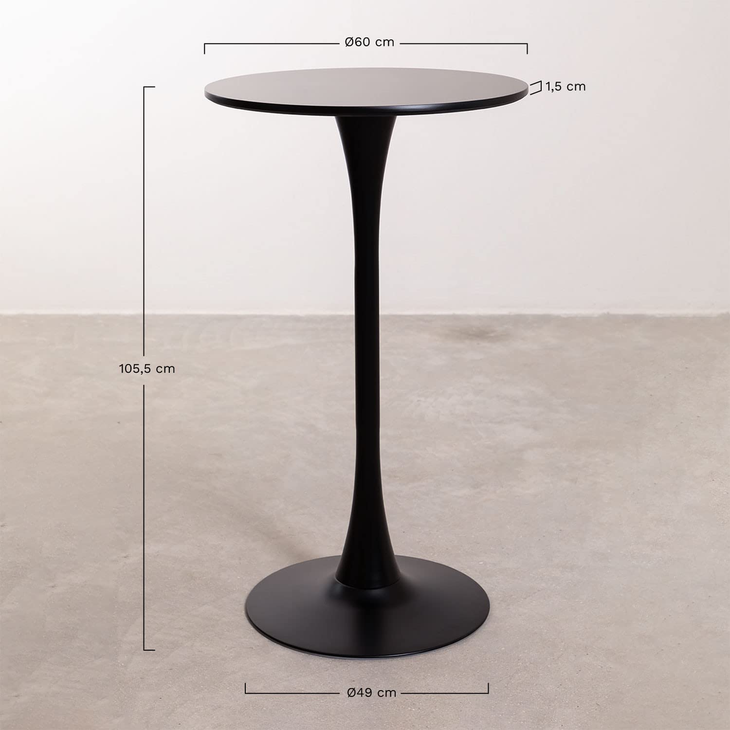 Sklum Ivet Style tavolo alto rotondo Ø60 cm nero