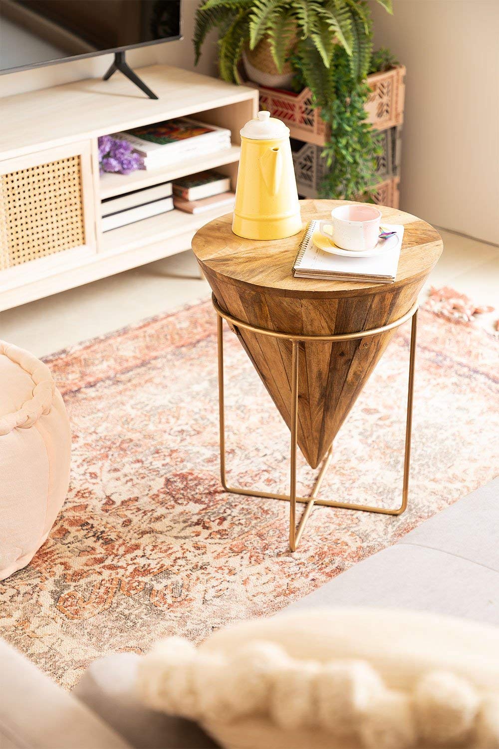 Sklum Piram Style Tavolino Rotondo D40 cm Legno Mango