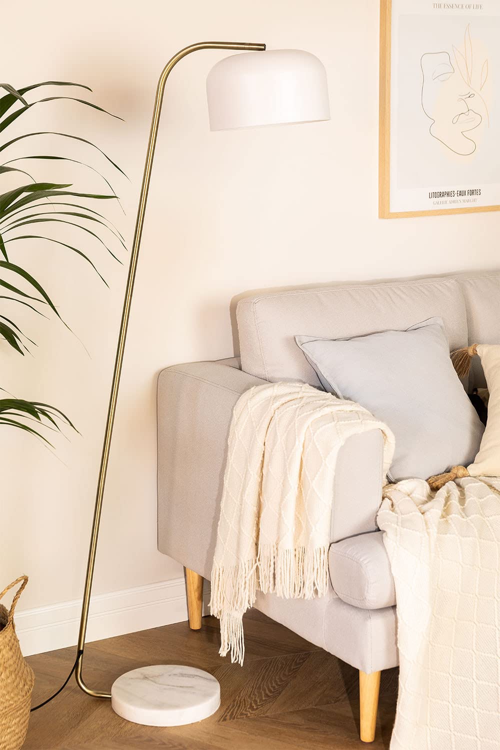 Sklum Lidyas lampada da terra bianco 160 cm marmo