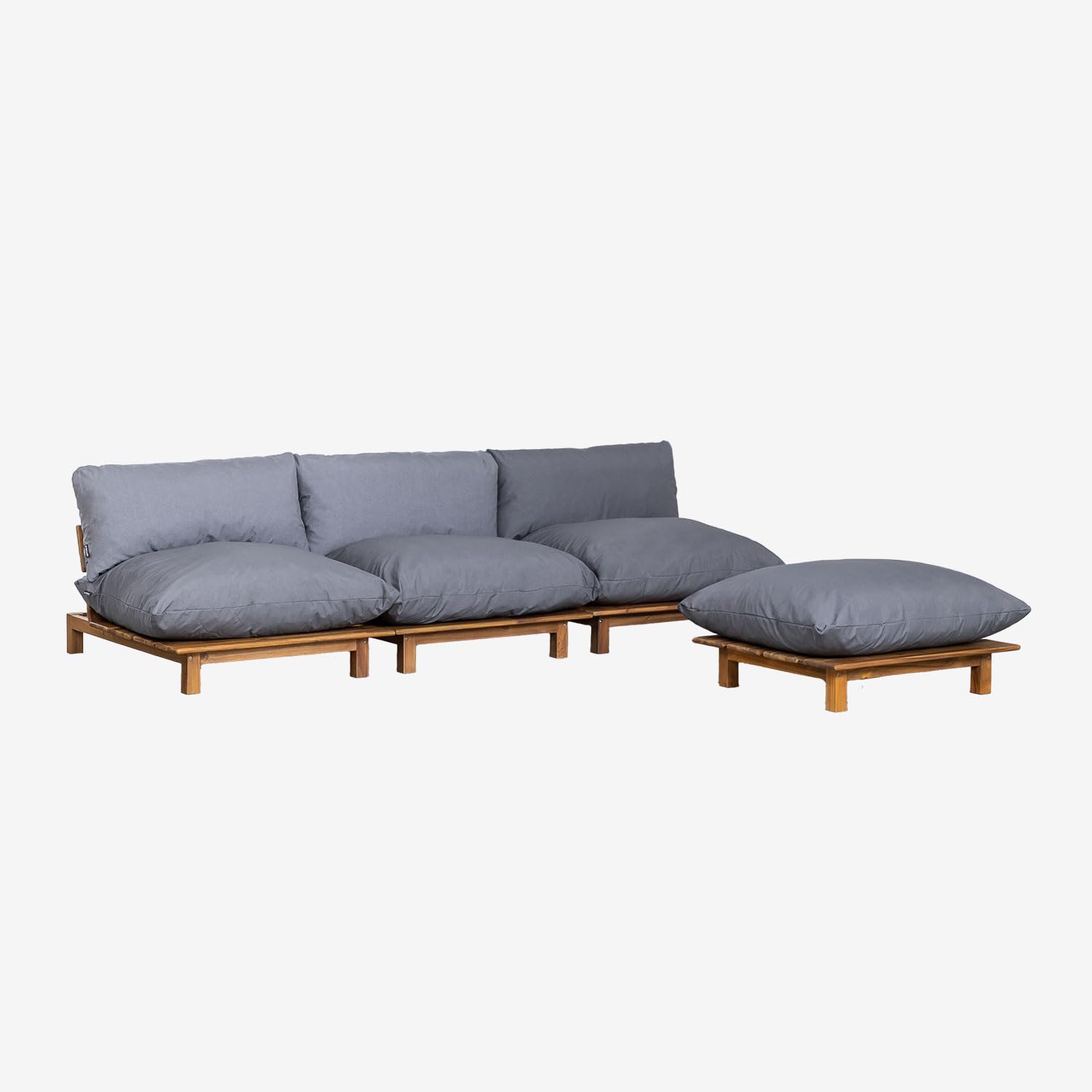 Sklum Brina divano da giardino 3 pezzi + pouf in acacia