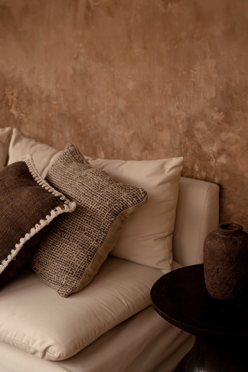 Bambua Linen Grain federa cuscino Natural Black lino
