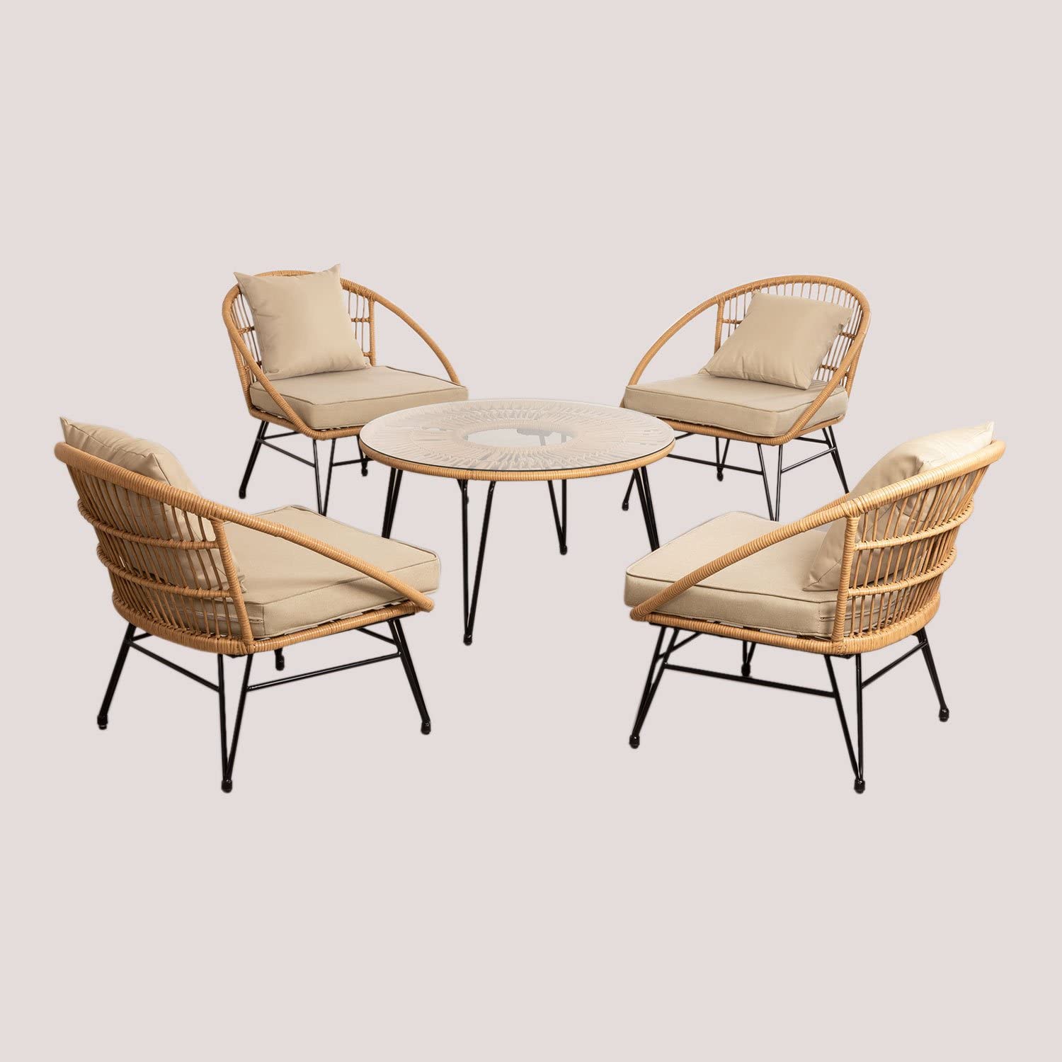 Sklum Kuman set giardino 5 pezzi marrone in rattan