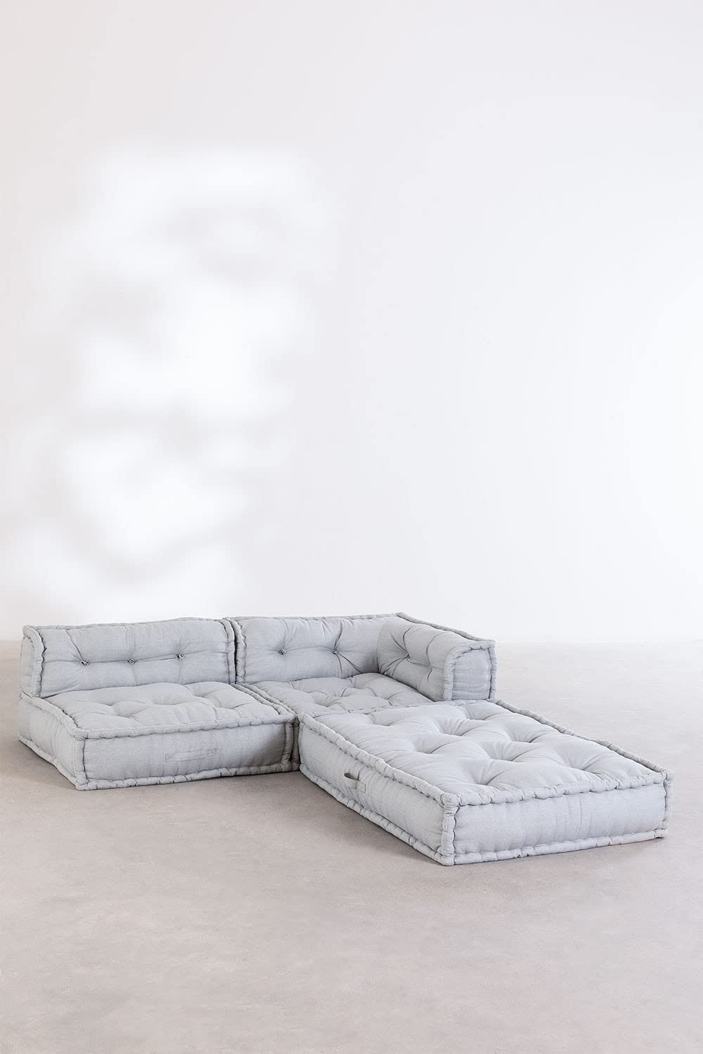 Sklum Dhel divano angolare grigio ghiaccio 3 pezzi cotone