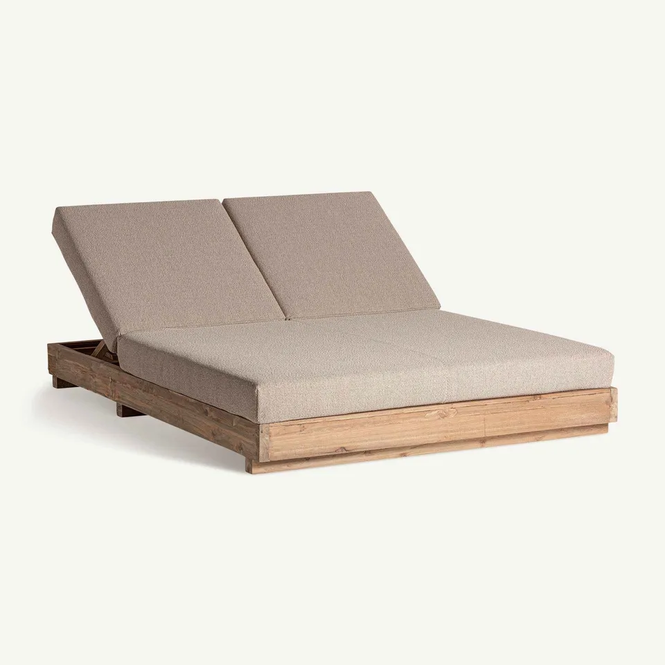 Bambua Pure lettino prendisole doppio teak beige