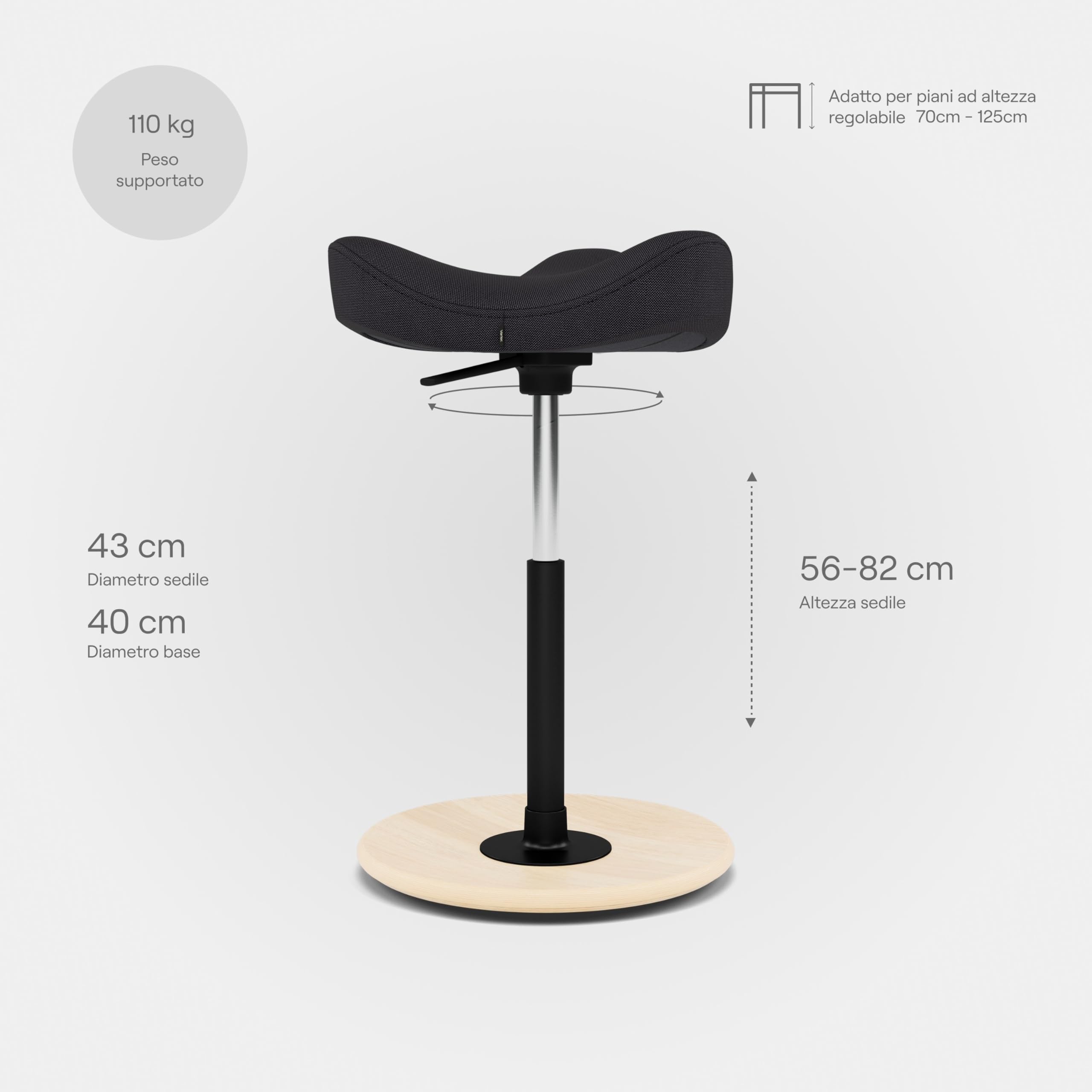 Varier Move sgabello ergonomico sit-stand naturale/nero