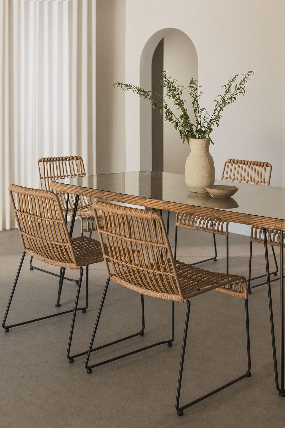 Sklum Leribert Aroa set pranzo rattan 180x90 6 sedie