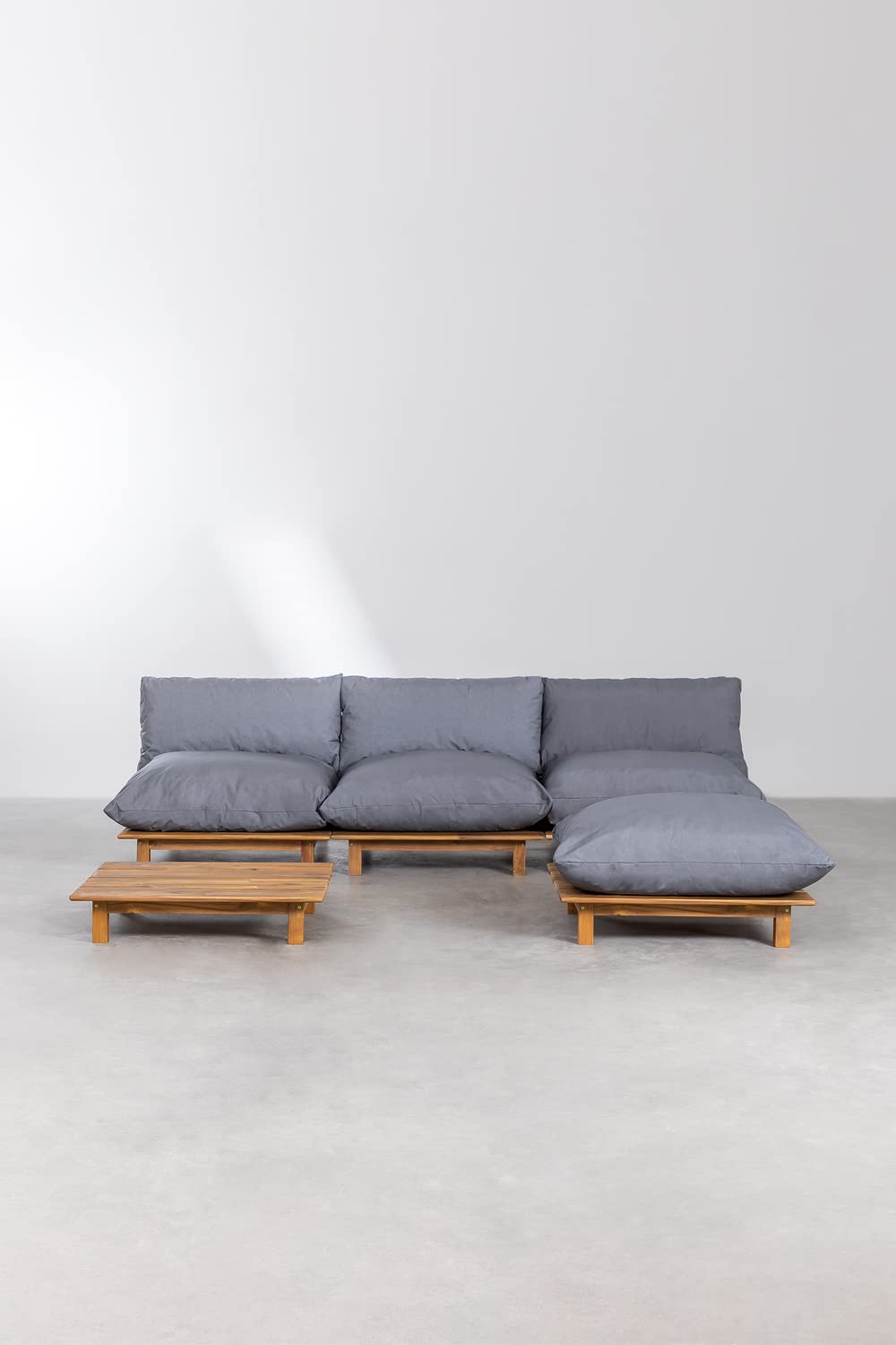 Sklum Brina set giardino modulare reclinabile 3 pezzi acacia