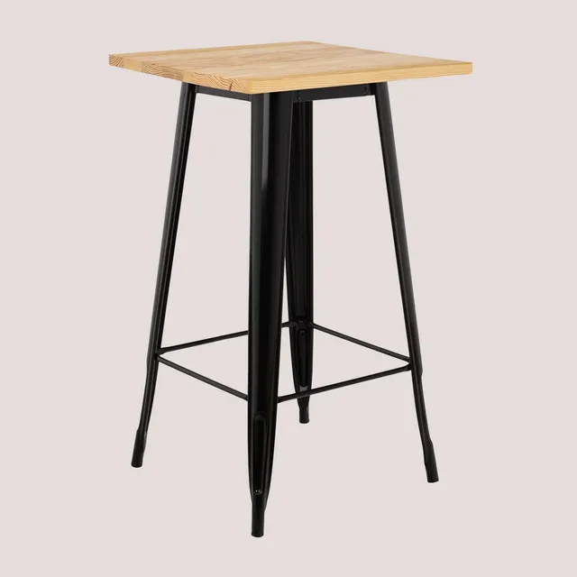 Sklum Lix tavolo alto 60x60 cm nero legno naturale