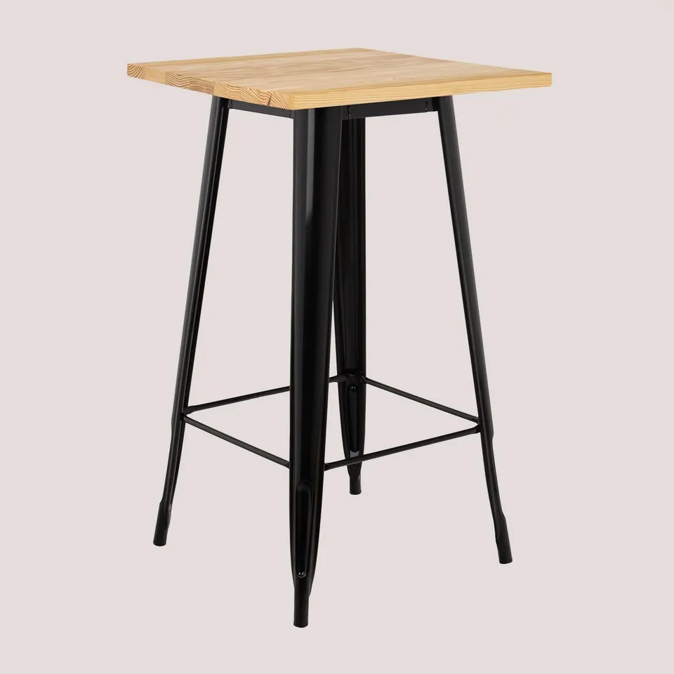 Sklum Lix tavolo alto 60x60 cm nero legno naturale