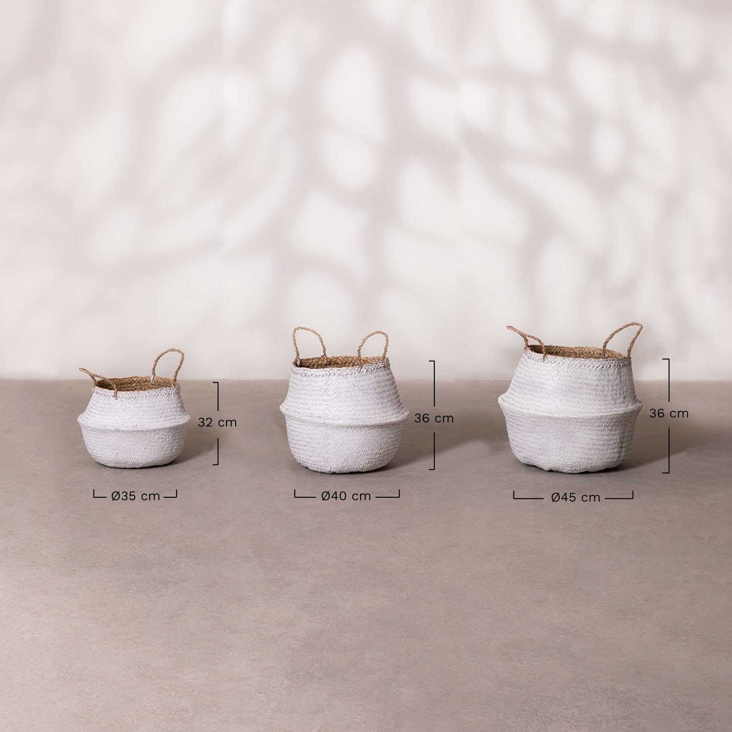 Sklum Kahs Taj Ø40x38 cm Cesta Bianco in Giunco