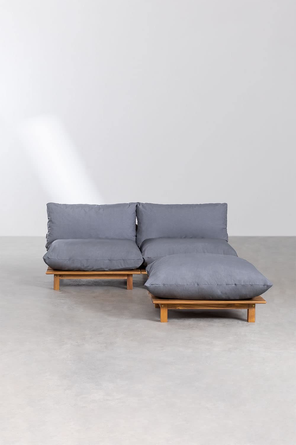 Sklum Brina 2 Pezzi con Pouf Divano in acacia