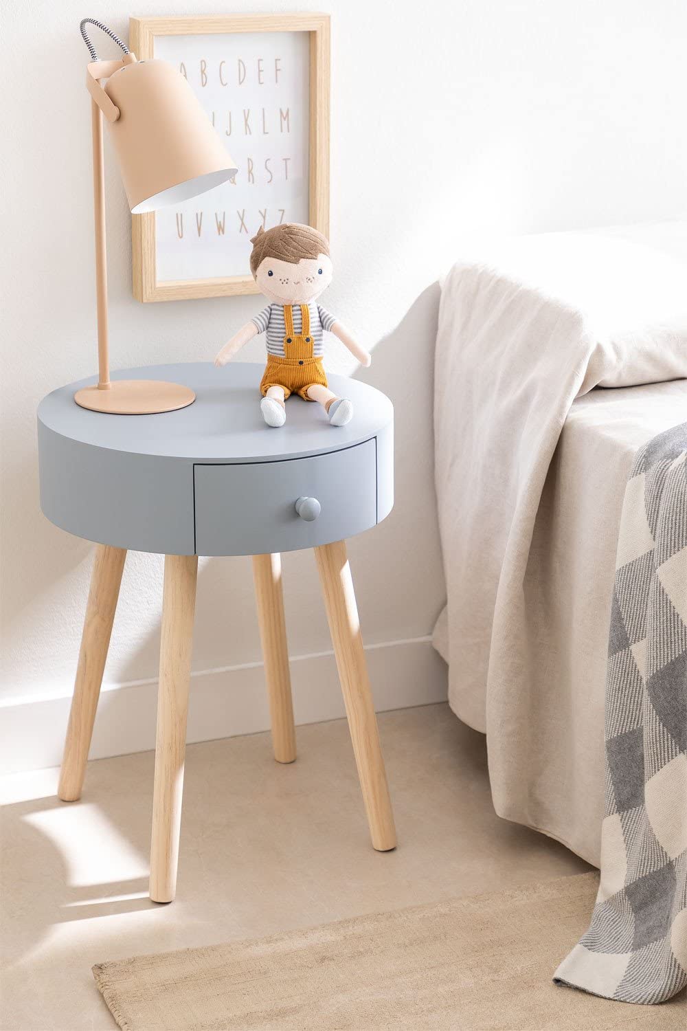 Sklum Lamba comodino legno grigio con cassetto
