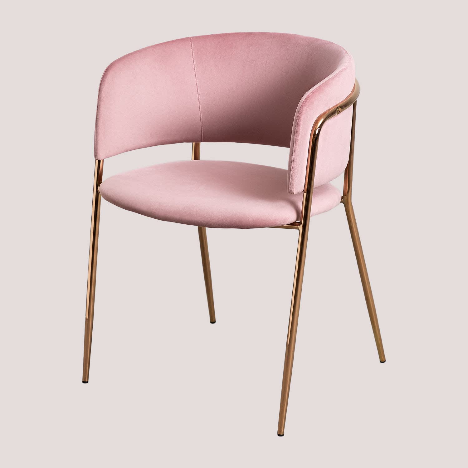 Sklum Nalon Style Sedia da pranzo in velluto rosé gambe oro rosa