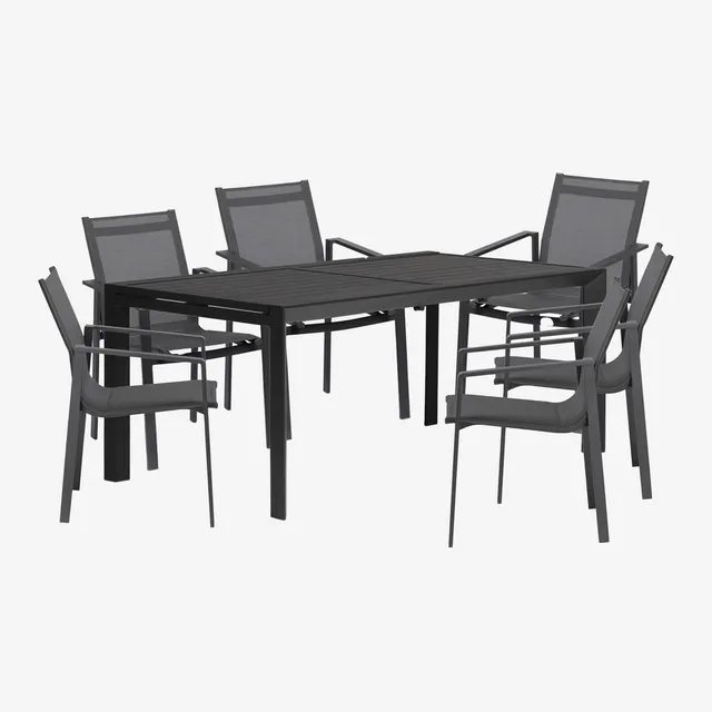 Sklum Starmi 180-240 set tavolo e 6 sedie giardino textilene