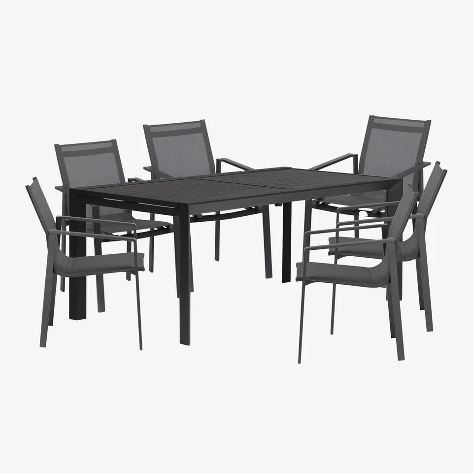Sklum Starmi 180-240 set tavolo e 6 sedie giardino textilene