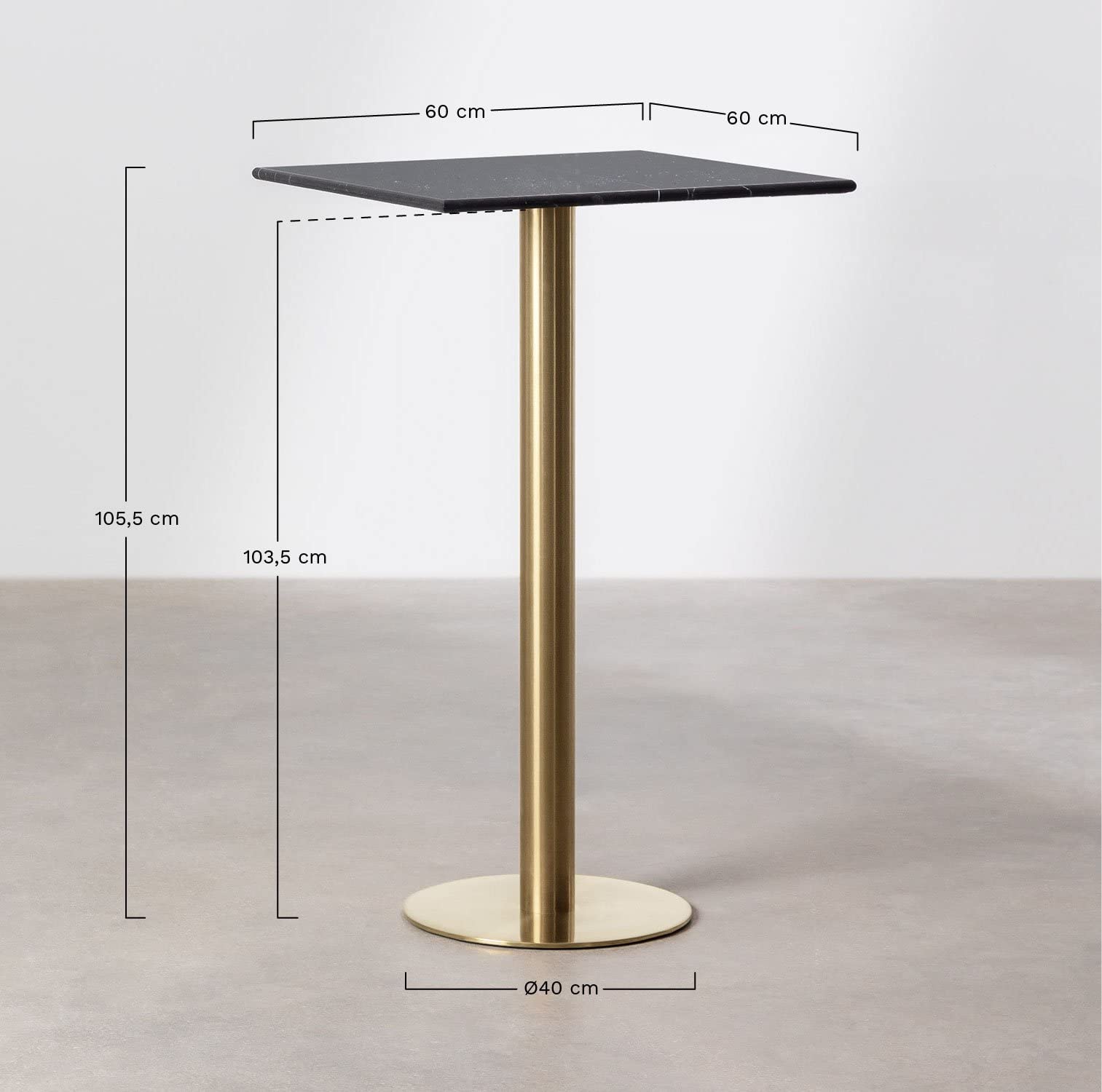 Sklum Cosmopolitan Tavolo Bar 60x60 cm Piano Marmo