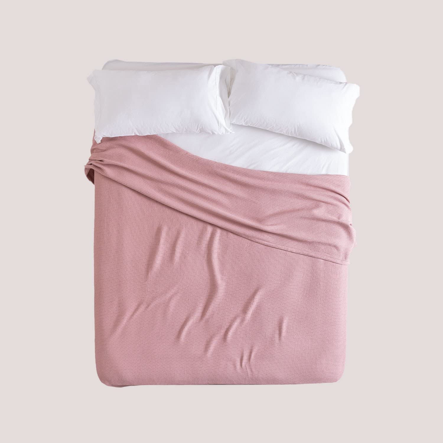 Sklum Bimba Coperta in Cotone Rosa Malva Nido d'Ape