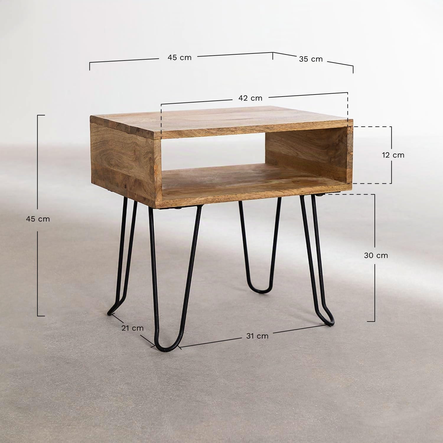 Sklum Tital Style comodino legno acacia 45x35 cm