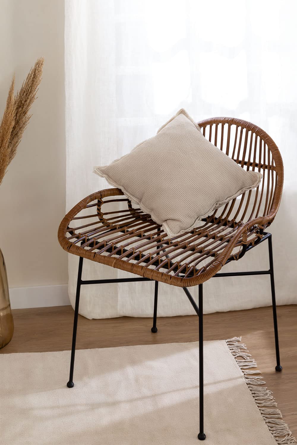 Sklum Nesse sedia da pranzo in rattan marrone