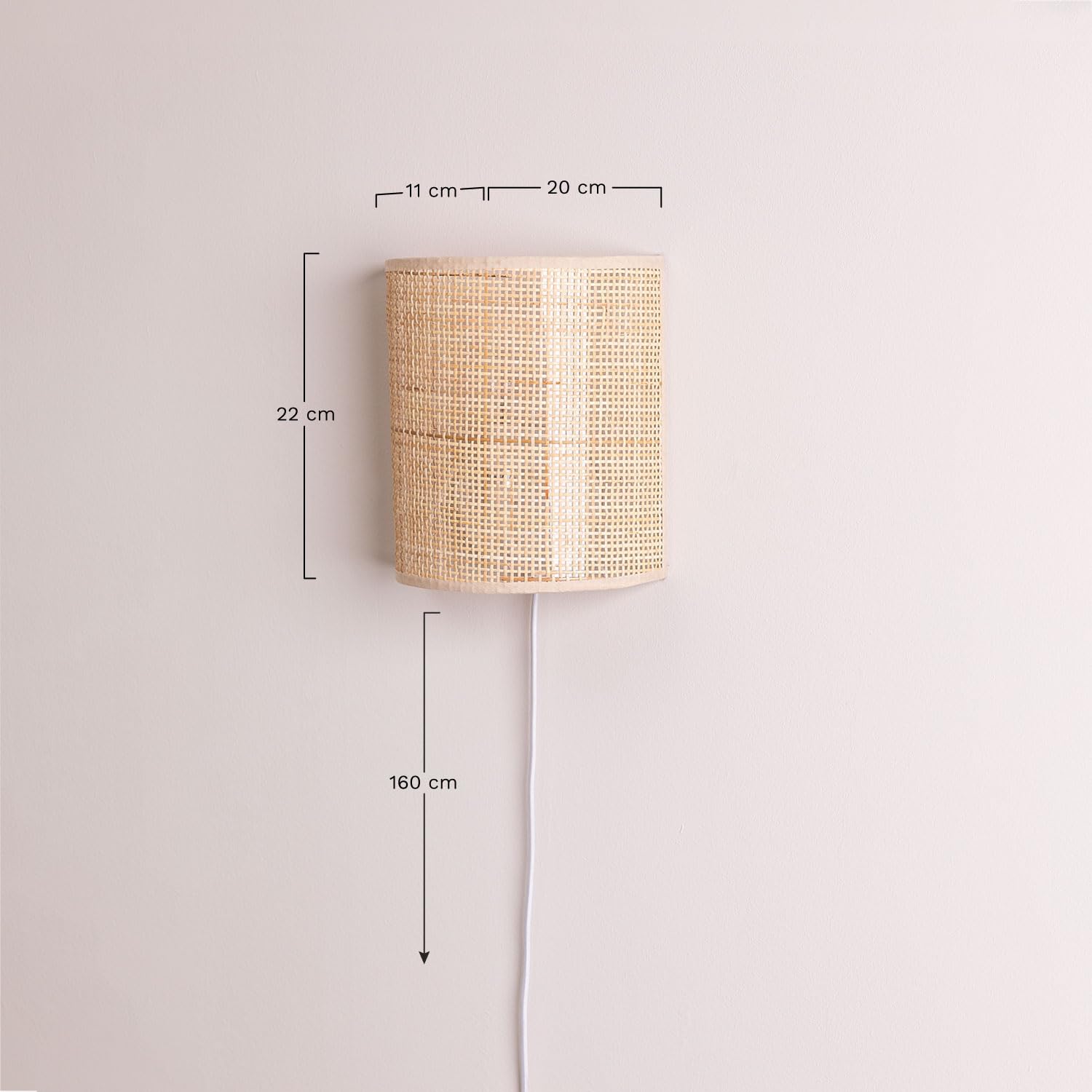 Sklum Ytse applique parete rattan 22 cm attacco E14