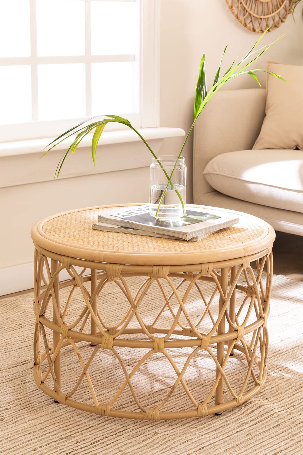 Sklum Zan Ø60 cm Tavolino Rotondo in Rattan