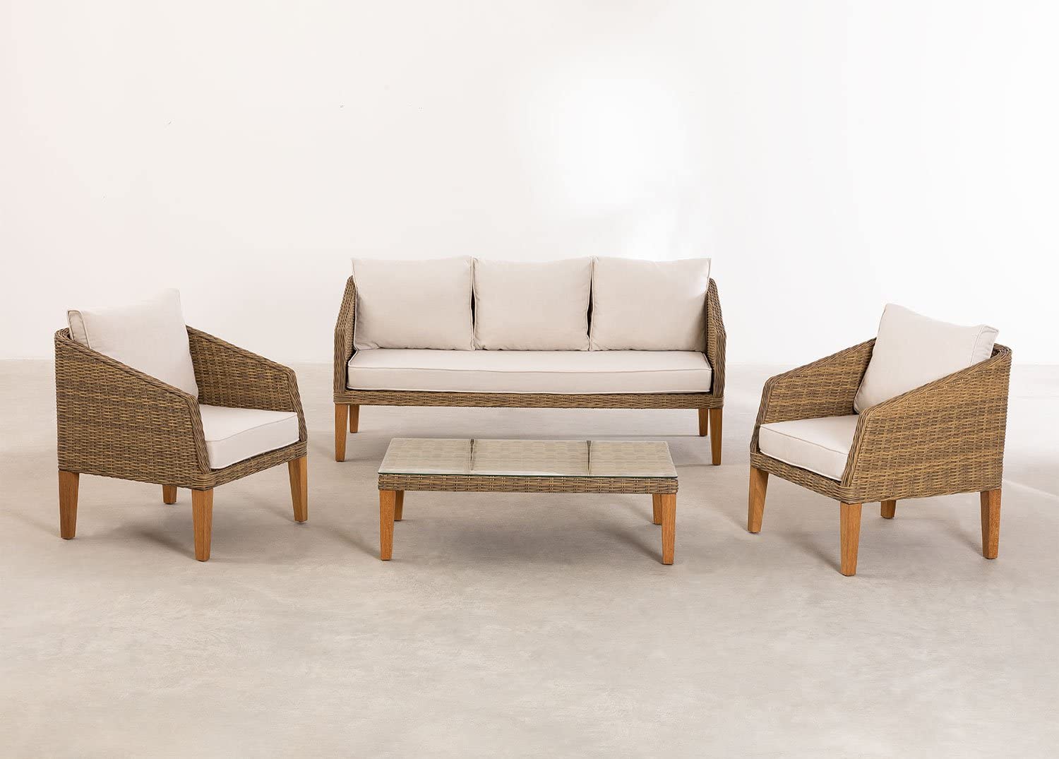 Sklum Denver set giardino rattan marrone 4 pezzi