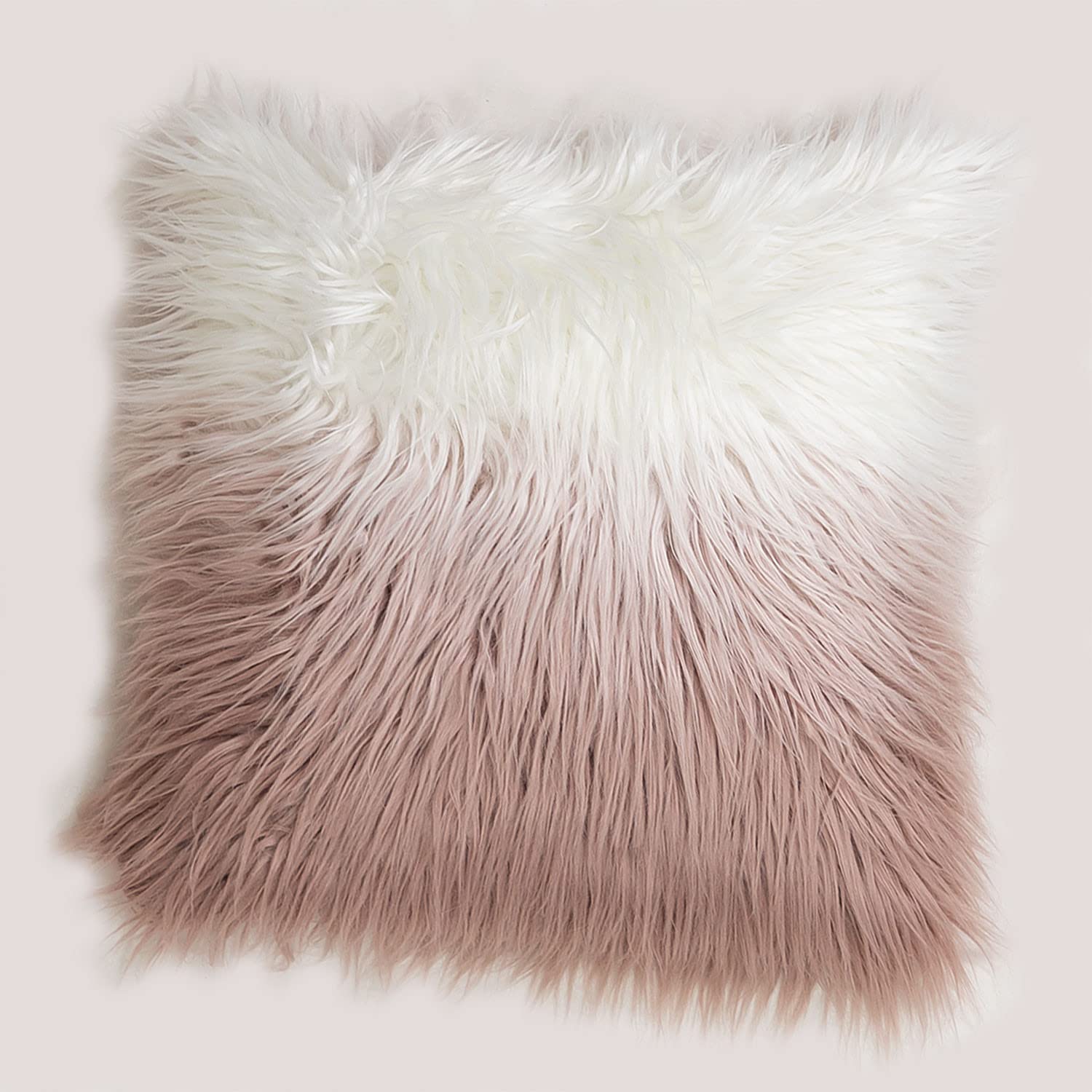 Sklum Friser cuscino quadrato 45x45 rosa nocciola pelo lungo