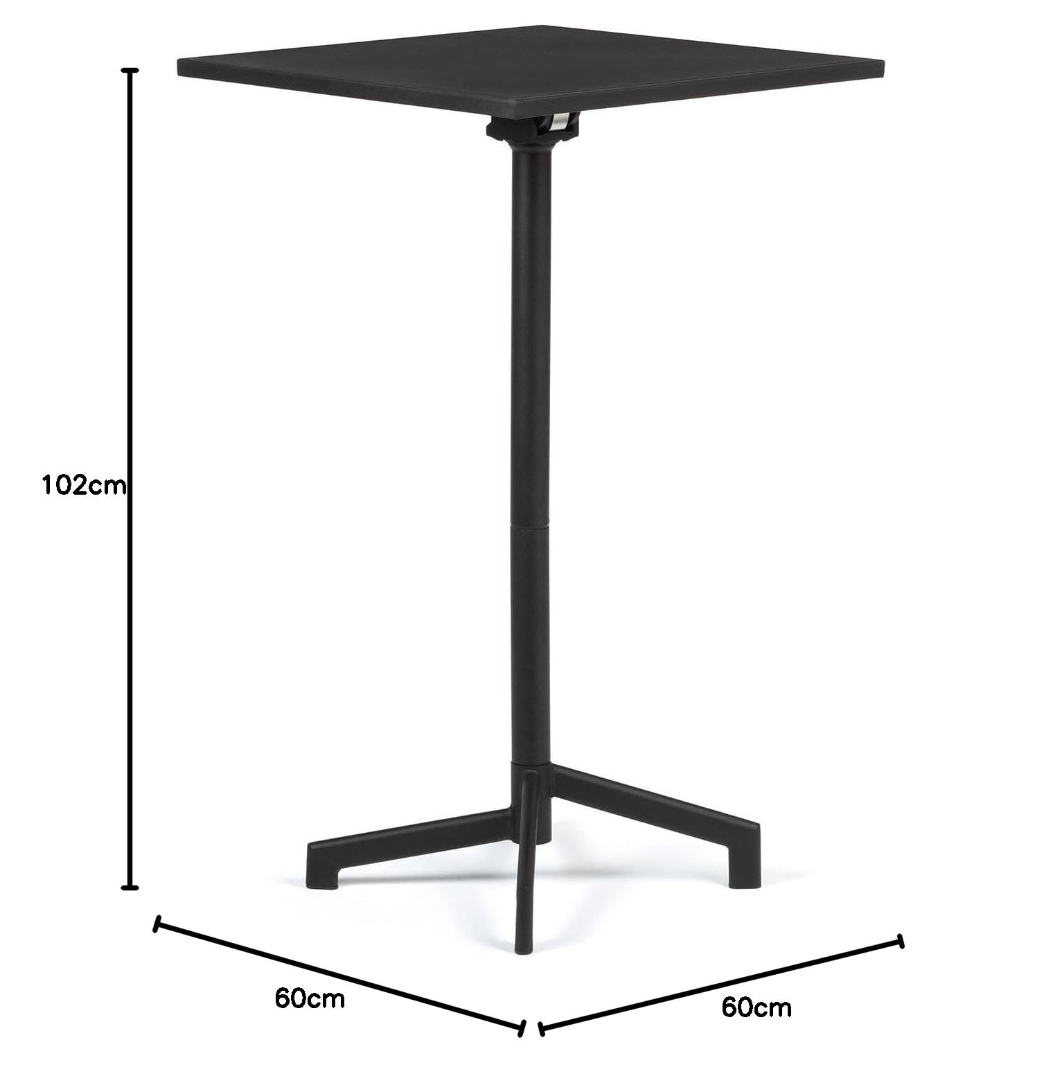 Sklum Dely Tavolo Bar Pieghevole 60x60 cm Nero in Acciaio