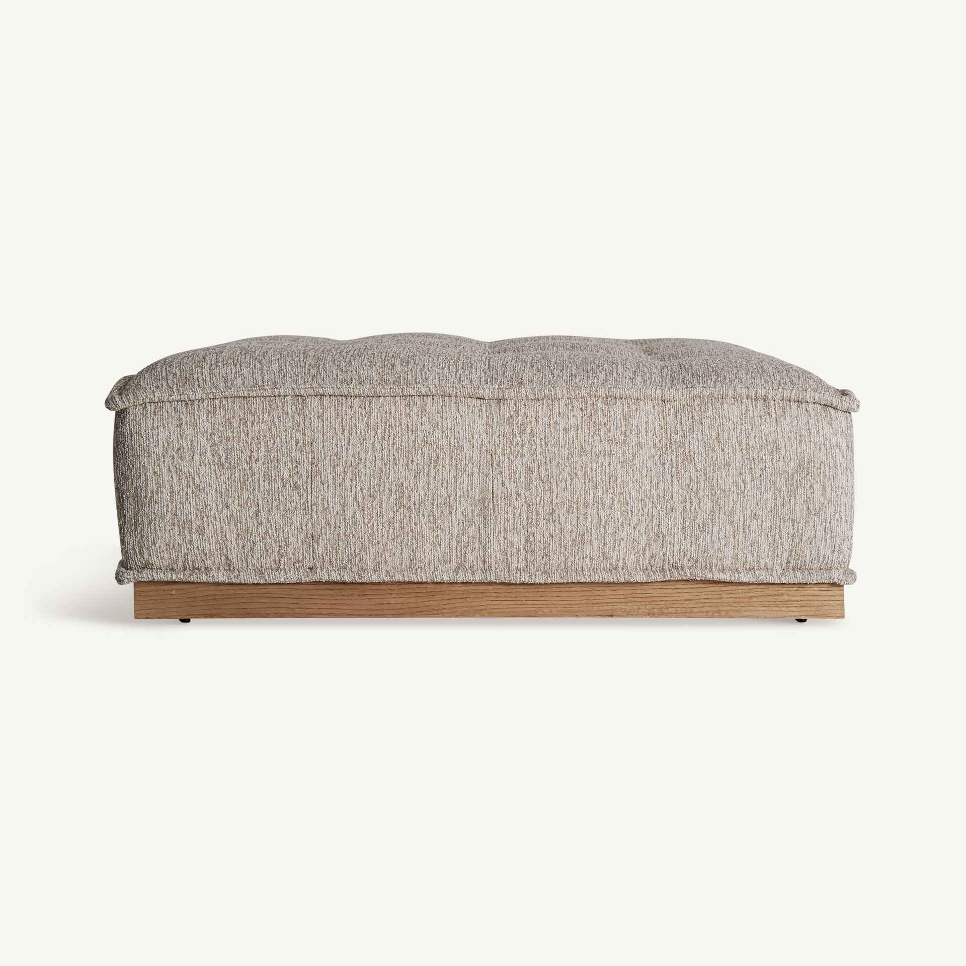 Bambua Vittel Pouf Beige in Tessuto e Pino