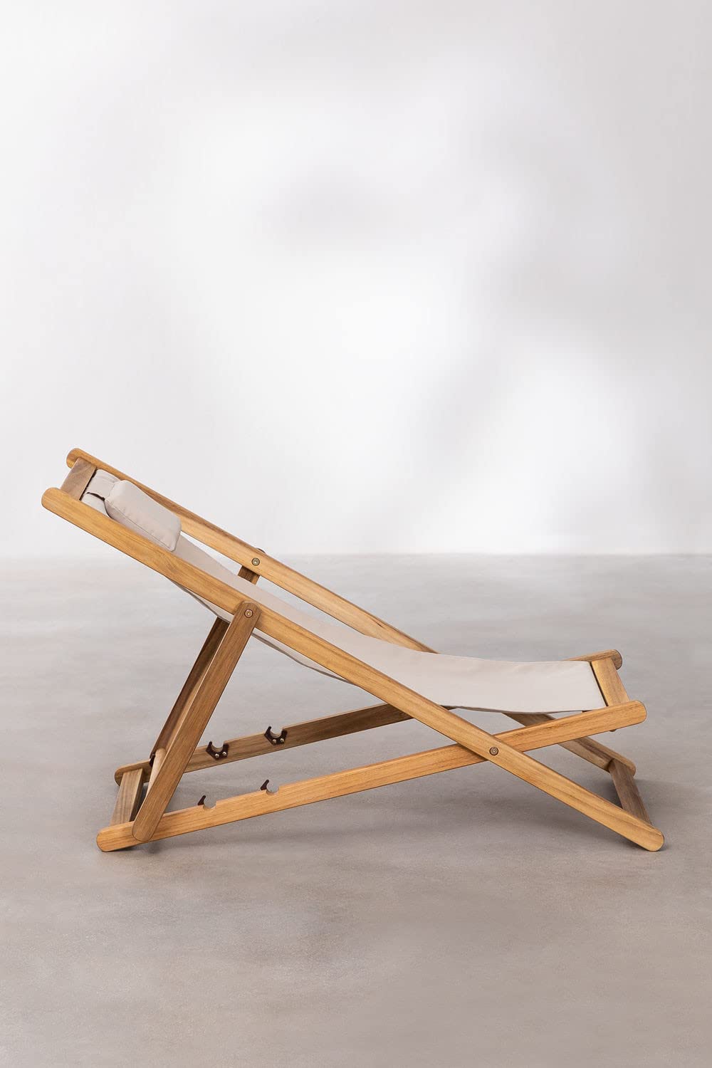 Sklum Kardis Sdraio Pieghevole Legno Nude Beige con Cuscino